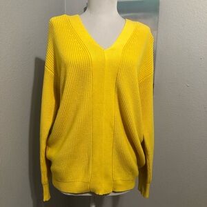 DKNY Sunny Yellow V-Neck Sweater